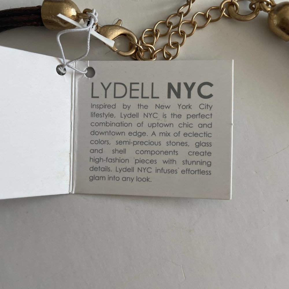 Lydell NYC Women's Brown Leather Necklace - Gold & Abalone Pendant - Picture 7 of 9